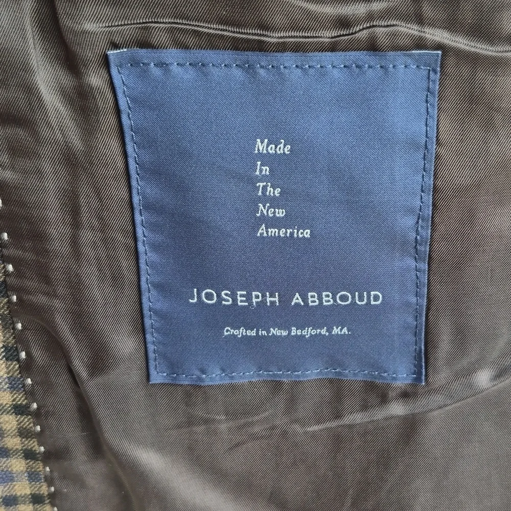 JOESEPH ABBOUD Recent Brown Blue Black Plaid Wool Sz 46 L Mens Sport Coat Blazer